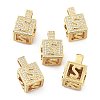 Alphabet Brass Micro Pave Clear Cubic Zirconia Pendants ZIRC-O045-01G-S-1
