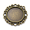 Tibetan Style Alloy Pendant Cabochon Settings PALLOY-P224-03AB-2