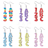 FIBLOOM 6 Sets 6 Colors Wood Dangle Earrings with Iron Pins EJEW-FI0003-27-1