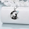 Alloy Jet Rhinestone Enamel Black Moon with Cat Shape Pendant Necklaces for Women WG3CB78-01-3