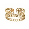 304 Stainless Steel Criss Cross Open Cuff Ring RJEW-T023-43G-1