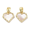 Brass Pave Natural Shell Heart Charms KK-C051-19G-1