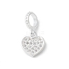 925 Sterling Silver Clear Cubic Zirconia Heart European Dangle Charms STER-H115-07S-1