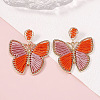 Bohemian Ethnic Style Alloy Frame Cotton Thread Woven Butterfly Stud Dangle Earrings for Women  FG8172-4-1