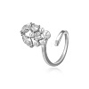 Brass & Clear Cubic Zirconia & Plastic Pearl Cuff Rings FS-WG38E75-04-1