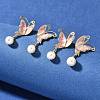 Natural Pearl Dangle Ear Studs EJEW-L099-11G-1