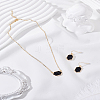 Hexagon Alloy Resin Pendant Necklaces and Dangle Earrings Sets for Women SJEW-LP0001-52A-3