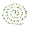 Faceted Cube Glass & ABS Plastic Imitation Pearl Beaded Chains CHS-G026-02KCG-01-1-3