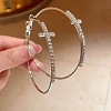 Cross Alloy Crystal Rhinestone Hoop Earrings FS-WG132BD-01-3