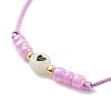 2Pcs Flat Round with Heart Acrylic Braided Bead Bracelets Set with Glass Seed BJEW-JB08034-04-6