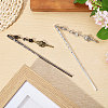 2Pcs 2 Colors Alloy & Glass Hair Sticks OHAR-CA00001-5