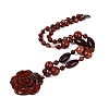 Natural Red Jasper Flower Pendant Necklaces NJEW-N064-08F-2