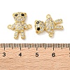 Rack Plating Brass Clear & Black Cubic Zirconia Bear Connector Charms KK-C084-15C-G-3