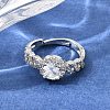 Brass Micro Pave Clear Cubic Zirconia Cuff Open Rings CU-CBA5C10-17P-1