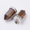 Natural Tiger Eye Pointed Pendants G-E442-03B-2