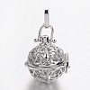 Eco-Friendly Rack Plating Brass Hollow Round with Butterfly Cage Pendants KK-M176-09P-NR-1