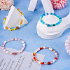4Pcs 4 Style Glass Faceted Round Beaded Stretch Bracelets Set BJEW-TA0001-16-4
