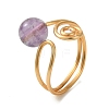 Natural Gemstone Cuff Open Rings RJEW-JR01071-3