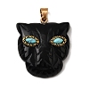 Natural Obsidian & Synthetic Turquoise Pendants G-Z090-02G-04-1