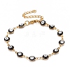 Enamel Oval with Evil Eye Link Chains Bracelet BJEW-P271-04G-2