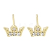 Brass Micro Pave Clear Cubic Zirconia Studs Earring EJEW-S217-G14-1