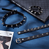 4Pcs 2 Styles PU Leather Choker Necklaces & Bracelets Set for Women Men AJEW-UN0002-01-2