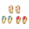Snake Brass Enamel Hoop Earrings for Women EJEW-E309-01G-1