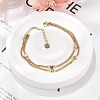 304 Stainless Steel Double-Layer Curb Chains Bracelets for Women BJEW-C089-13G-1