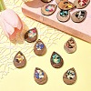 14Pcs 7 Colors Walnut Wood Resin Pendants WOOD-FS0001-31-8