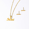 Elegant Vintage Stainless Steel Word Sweet Earrings & Necklace Set for Women QG7998-1