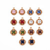 Rack Plating Brass Micro Pave Clear Cubic Zirconia Pendants KK-T060-61-RS-1