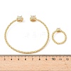 Round Brass Micro Pave Cubic Zirconia Cuff Bangles & Rings Sets for Women SJEW-R002-01G-02-5