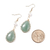 Natural Gemstone Teardrop Dangle Earrings with Natural Pearl EJEW-JE04850-6