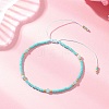 Natural Flower Amazonite & Seed Glass Beaded Braided Bead Bracelets BJEW-JB12605-02-2