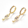 Brass Cubic Zirconia Dangle Hoop Earrings EJEW-S201-128-1