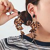 Bohemian Style Alloy & Leopard Print Cloth Stud Earrings FS-WG62249-02-1
