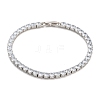 Brass Pave Clear Cubic Zirconia Flat Round Link Bracelets BJEW-YWC0002-04P-1