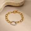 Two-Tone 304 Stainless Steel Cable Chain Bracelets BJEW-T023-03GP-1
