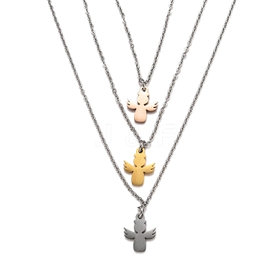 304 Stainless Steel 3 Layer Necklaces NJEW-L458-042M-1