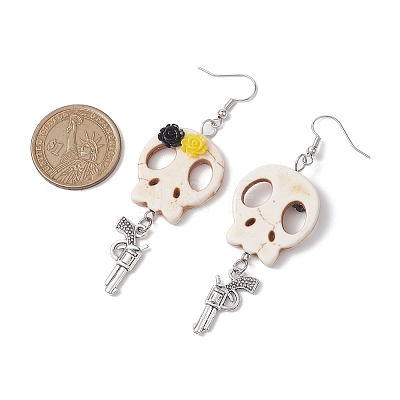 Halloween Theme Brass Dangle Earrings EJEW-JE06039-S-1