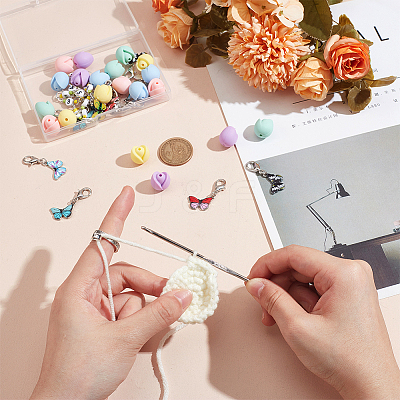 35Pcs Butterfly & Flower DIY Knitting Tool Sets HJEW-NB00055-1