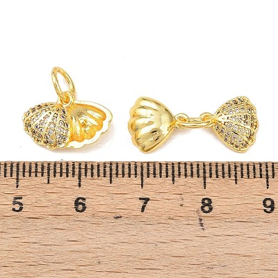Brass Micro Pave Clear Cubic Zirconia Charms KK-C142-05G-1