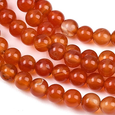 Natural Red Agate Beads Strands G-B171-B03-6mm-1