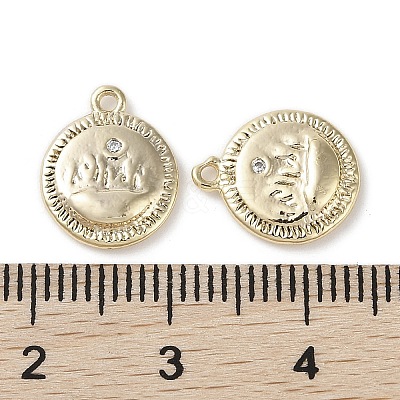 Brass Micro Pave Clear Cubic Zirconia Charms KK-G491-05G-1