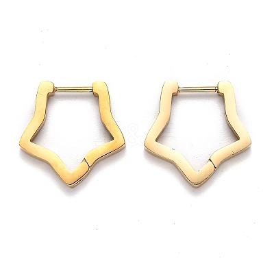 304 Stainless Steel Star Huggie Hoop Earrings STAS-H156-06G-1