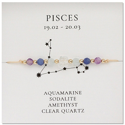 Natural stone constellation bracelet with 12 zodiac signs X-NR2952-8-1