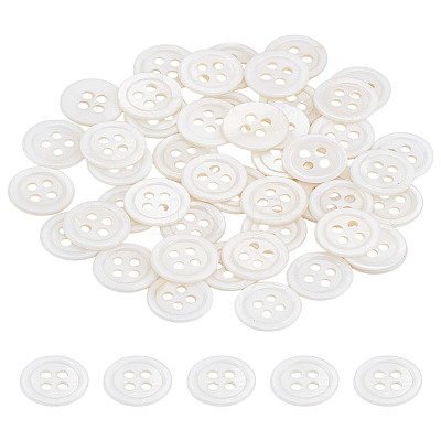 50Pcs 4-Hole Shell Buttons BUTT-LP0001-02-1