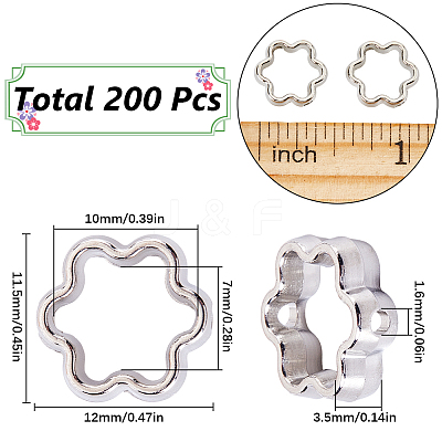 200Pcs CCB Plastic Beads Frames CCB-SC0001-21-1