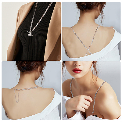 2 Sets 2 Style Brass Rhinestone Non-slip Bra Straps AJEW-NB0003-13-1