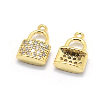 Brass Micro Pave Cubic Zirconia Charms KK-L184-11G-1